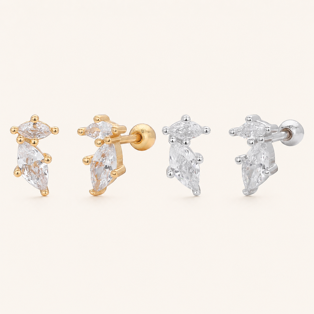 Sterling Silver Zirconia Solitaire Flat Back Earrings