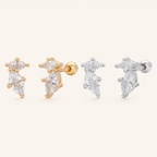 Sterling Silver Zirconia Solitaire Flat Back Earrings