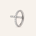 Crystal Cross Titanium Hoop Earrings - Silver