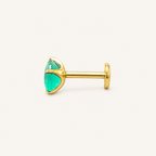 Titanium Green Agate Flat Back Stud Earrings