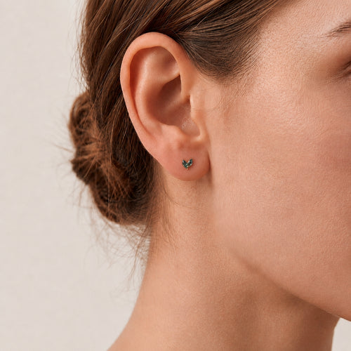 Moss Agate Marquise Titanium Flat Back Earring - image 2
