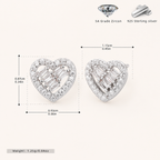 Sterling Silver Zirconia Heart Stud Earrings - Platinum