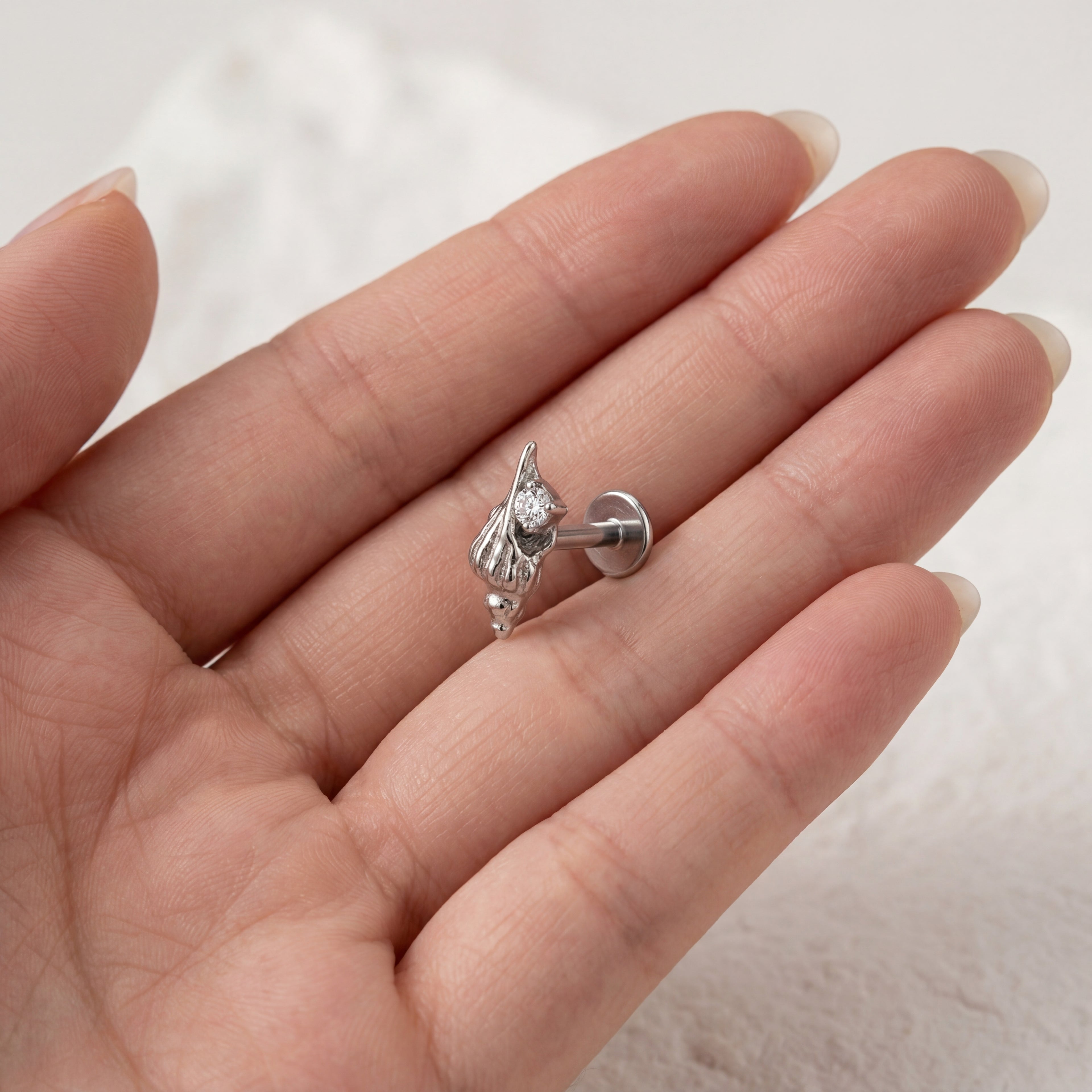 Shell Spiral Titanium Stud Earrings - image 4