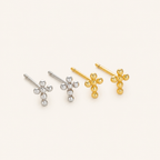 Sterling Silver Polished Cross Stud Earrings detail