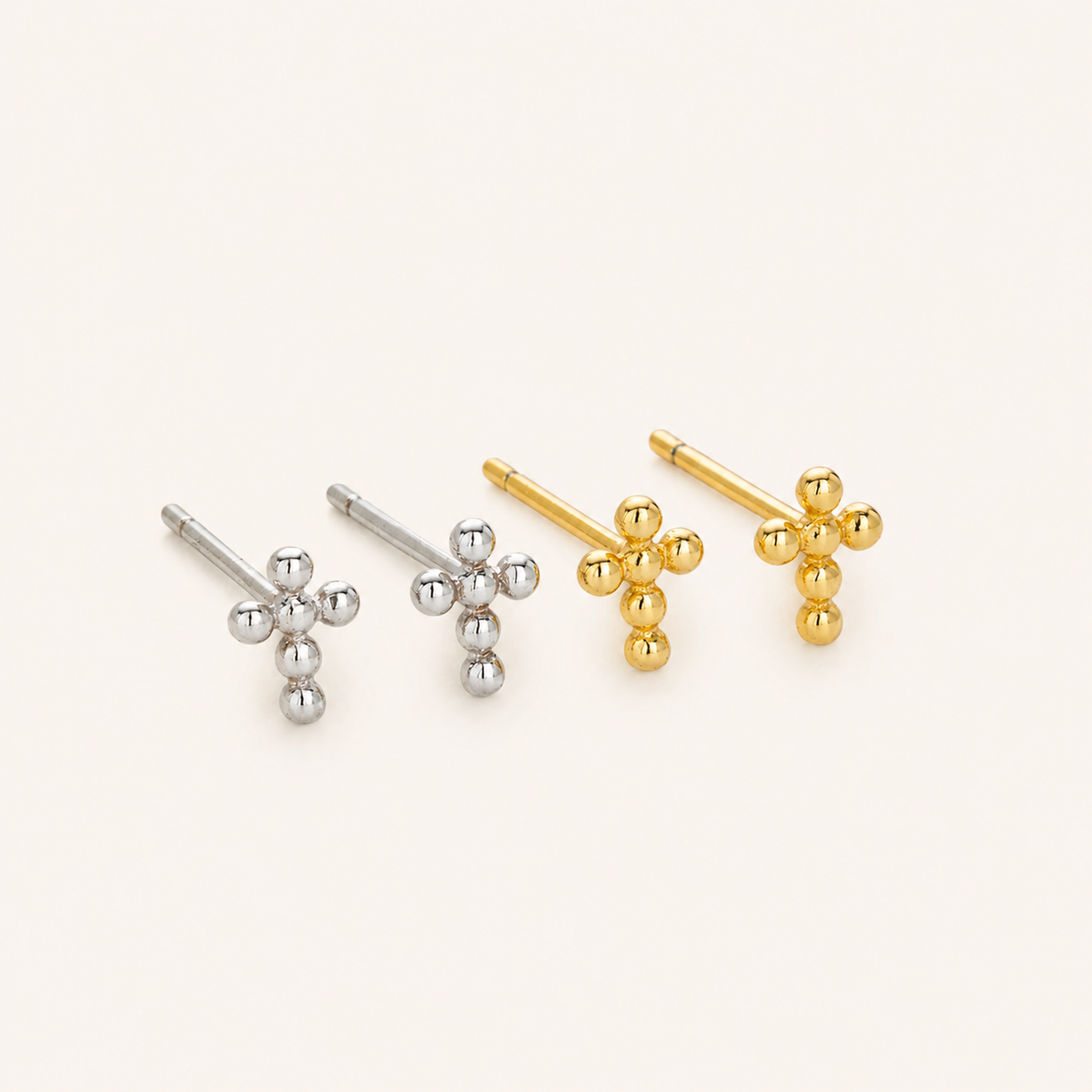Sterling Silver Polished Cross Stud Earrings detail