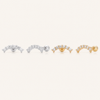 Sterling Silver Moon Pavé Zirconia Flat Back Earrings