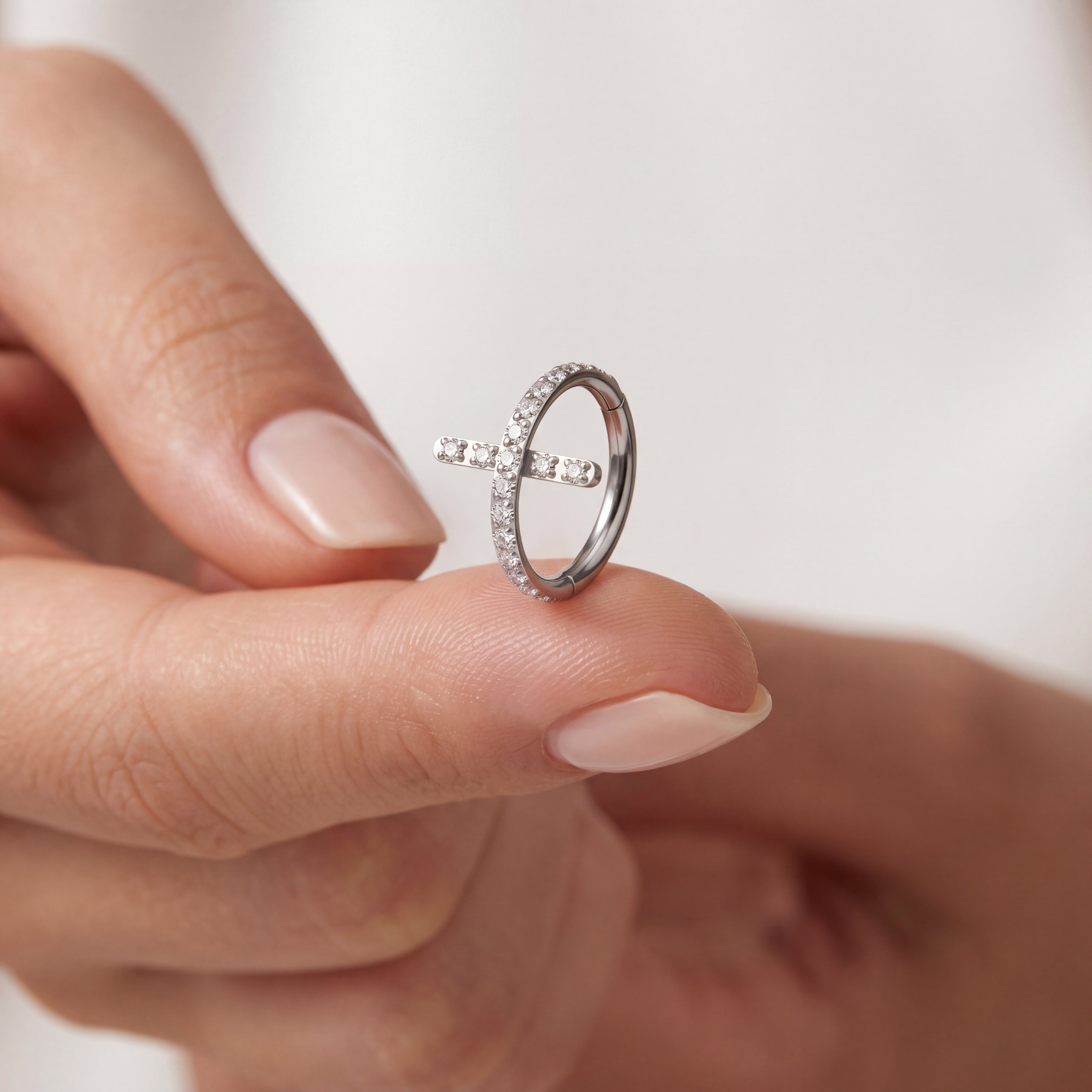 Crystal Cross Titanium Hoop Earrings - image 4