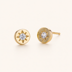 Sterling Silver Eight-Point Star Solitaire Stud Earrings detail view