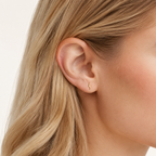 Sterling Silver Lightning Bolt Stud Earrings worn on the ear