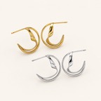 Sterling Silver Double C-Curve Stud Earrings detail view