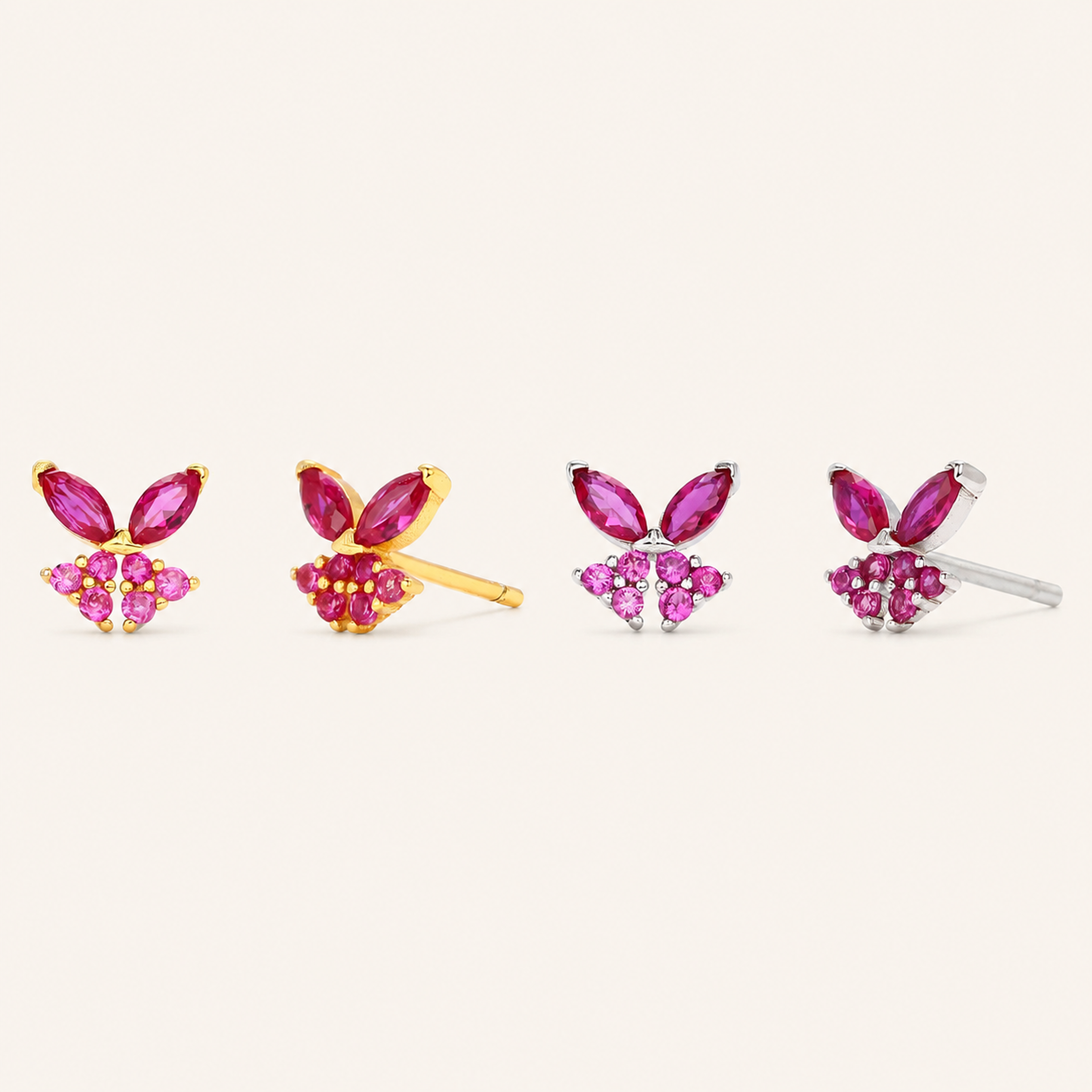Sterling Silver Zirconia Butterfly Stud Earrings
