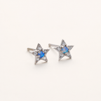Sterling Silver Blue Opal Star Stud Earrings detail view