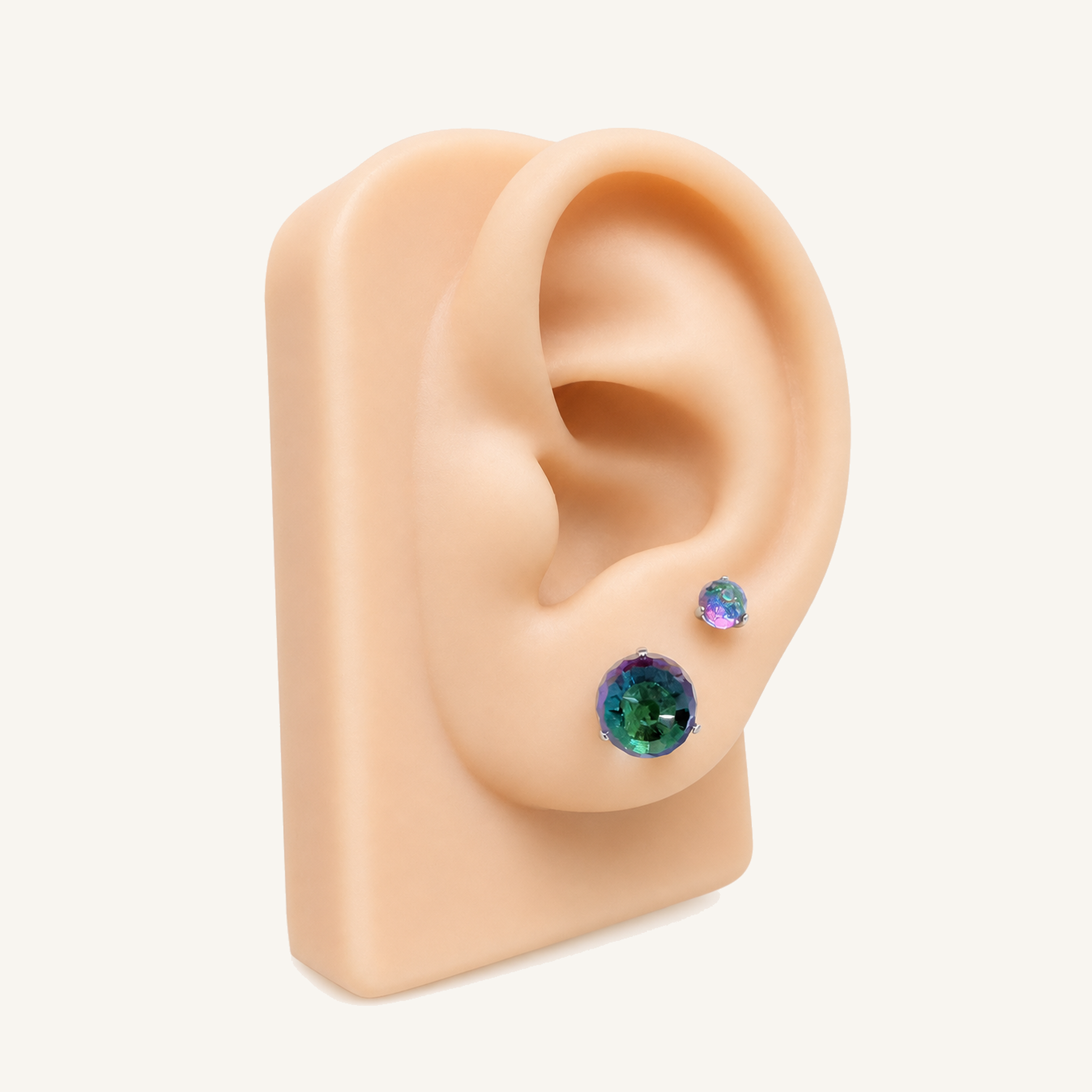 Titanium Gradient Green Crystal Flat Back Stud Earrings