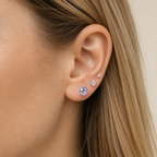 Titanium Gradient Pink Crystal Flat Back Stud Earrings