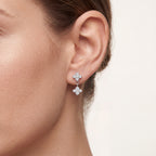 Flower Crystal Drop Titanium Flat Back Earring - image 2