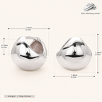 Sterling Silver Ball Bead Hoop Earrings - Platinum