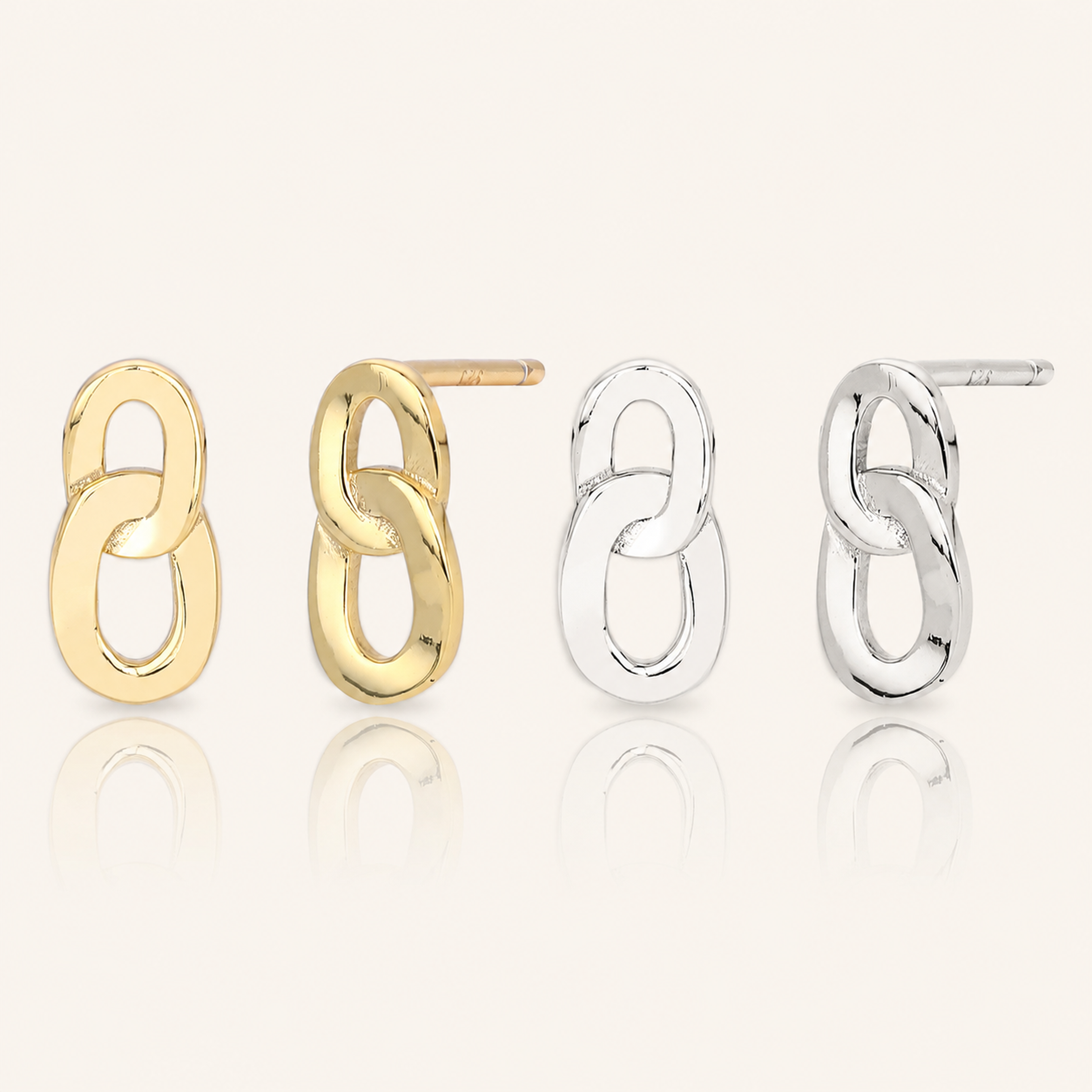 Sterling Silver Interlocking Circles Stud Earrings