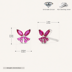 Sterling Silver Zirconia Butterfly Stud Earrings - Platinum