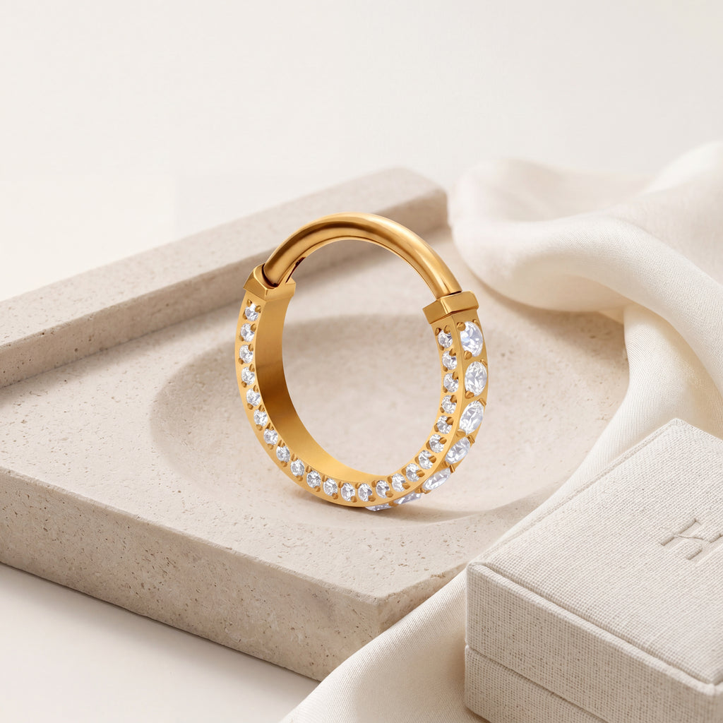 Pave Crystal Titanium Hoop Earrings - image 5