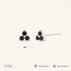 Sterling Silver Triangle Zirconia Stud Earrings - Platinum / Black Zircon