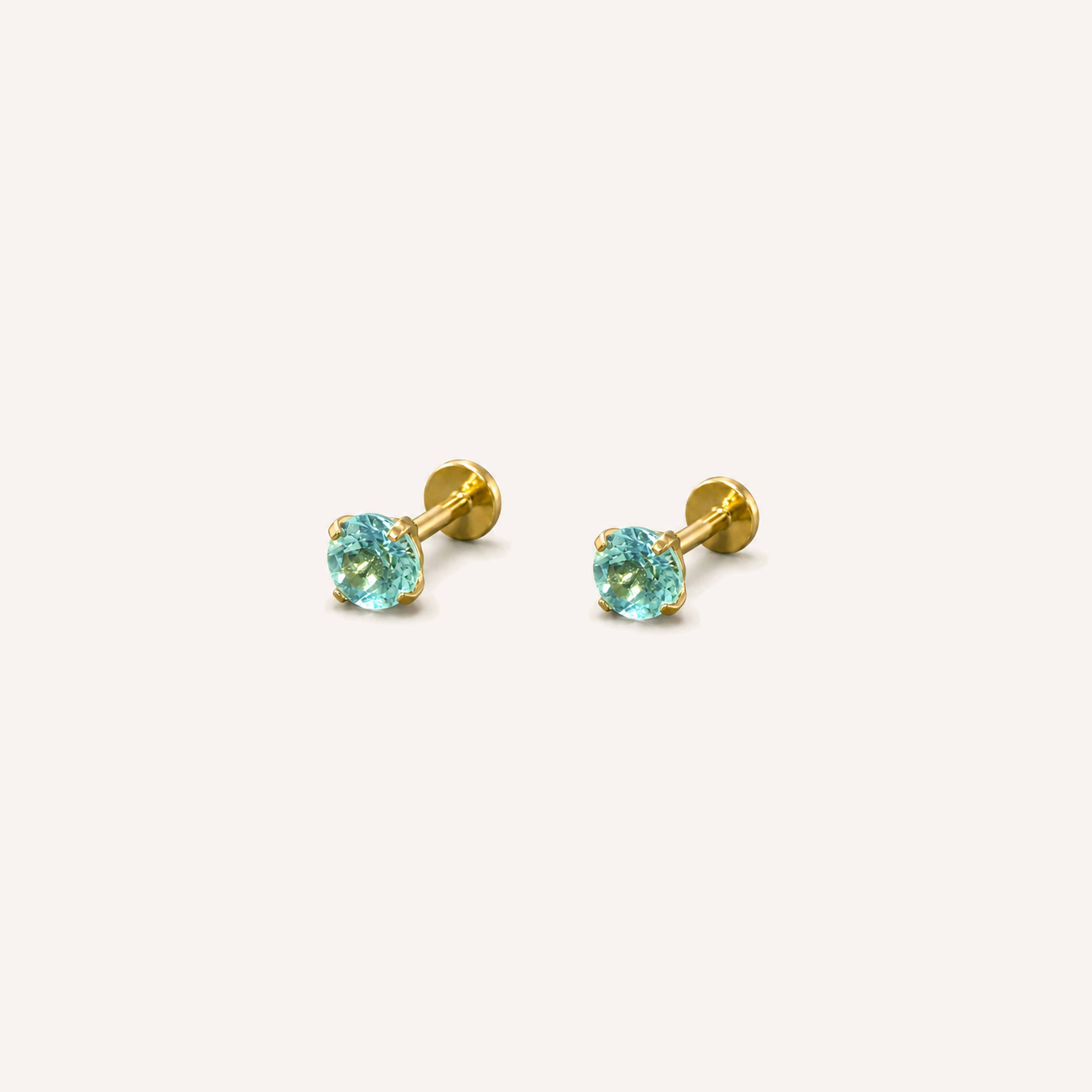 Titanium Paraiba Apatite Flat Back Stud Earrings
