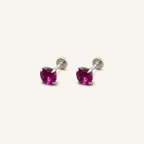 Titanium Purple Garnet Flat Back Stud Earrings