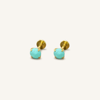 Titanium Amazonite Flat Back Stud Earrings
