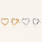 Sterling Silver Zirconia Heart Stud Earrings
