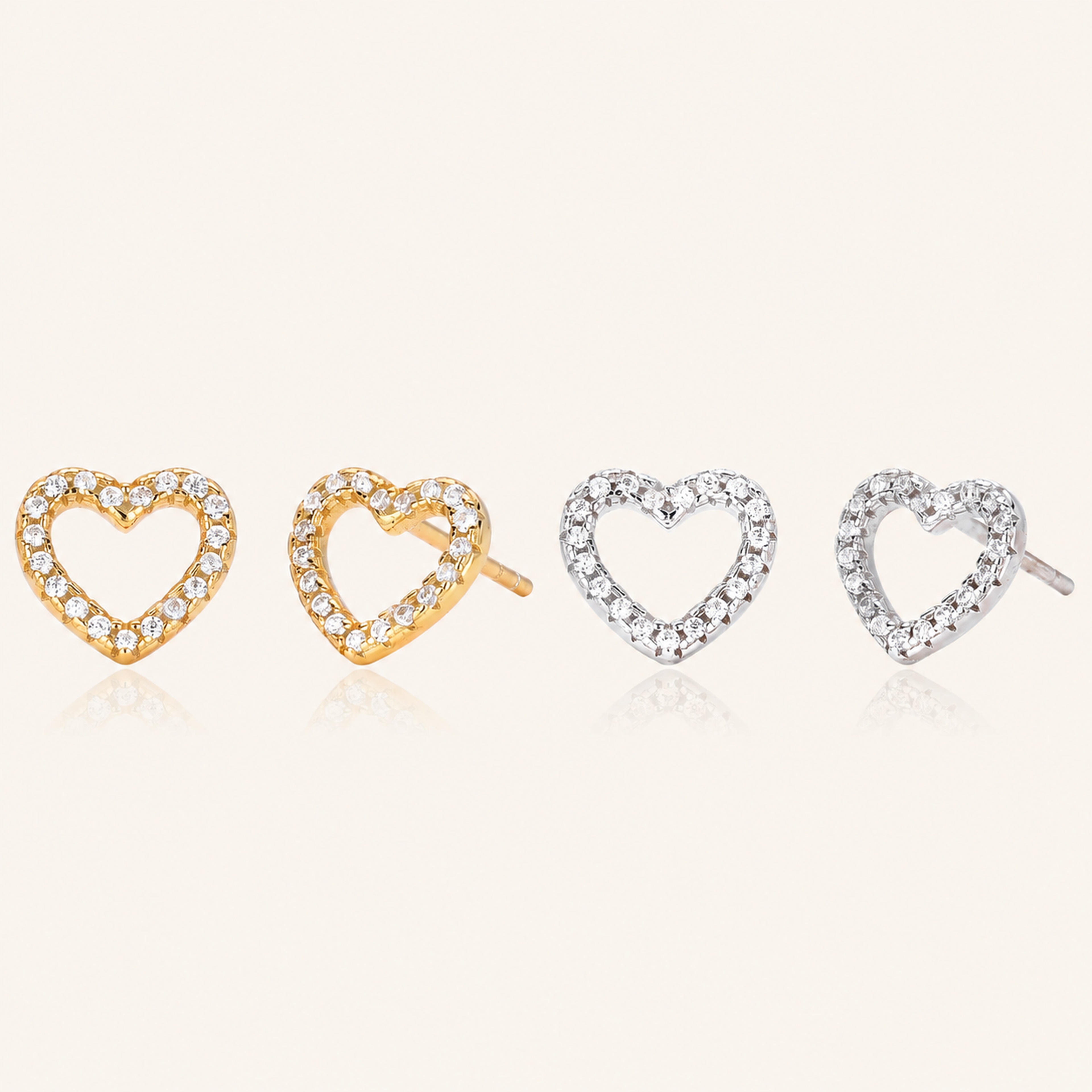 Sterling Silver Zirconia Heart Stud Earrings
