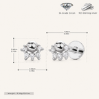 Sterling Silver Zirconia Ball Flat Back Earrings - Platinum