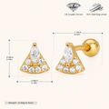 Sterling Silver Marquise Zirconia Fan Flat Back Earrings - Gold