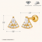 Sterling Silver Marquise Zirconia Fan Flat Back Earrings - Gold