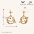 Sterling Silver Openwork Planet & Star Stud Earrings - Gold