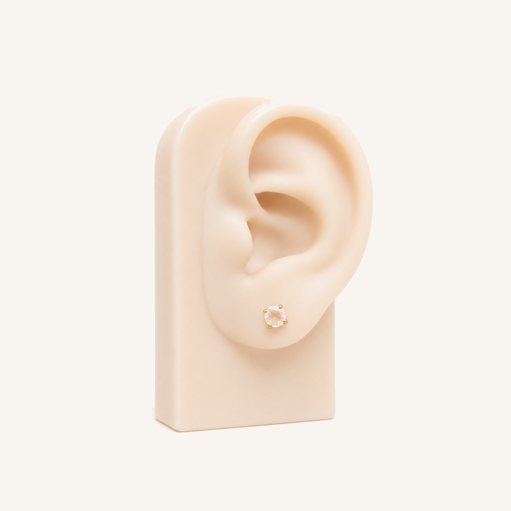 Titanium Rose Quartz Flat Back Stud Earrings