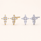 Sterling Silver Zirconia Cross Stud Earrings