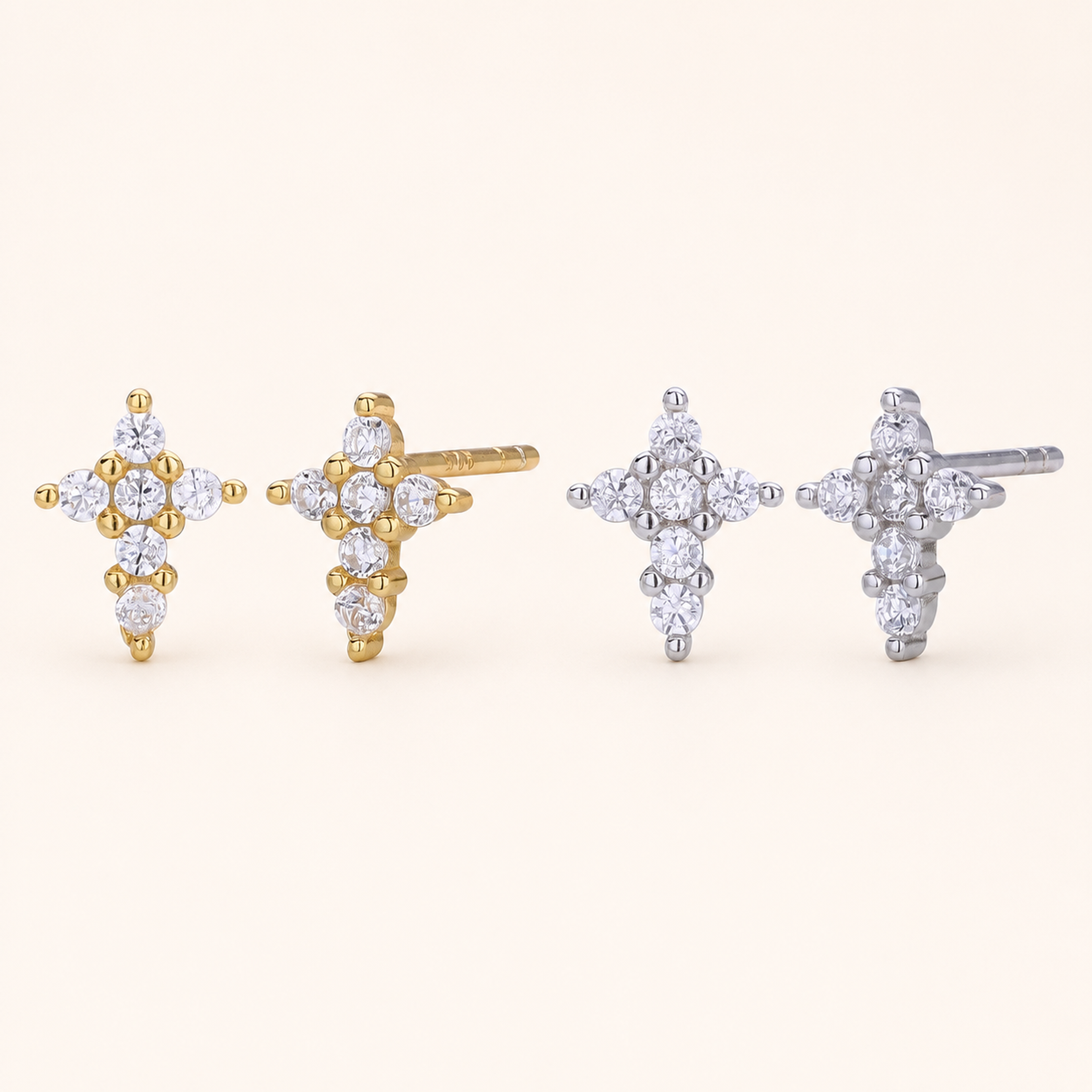 Sterling Silver Zirconia Cross Stud Earrings