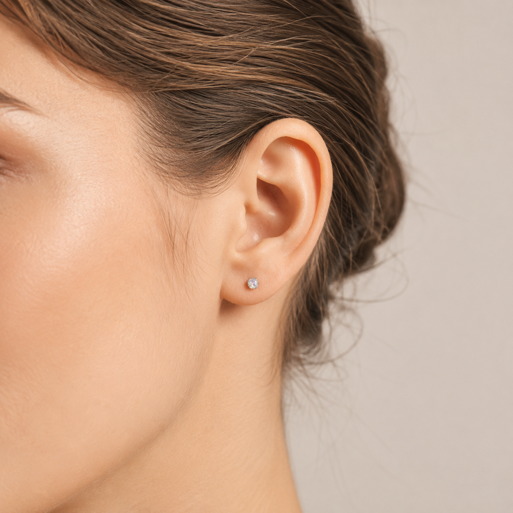 Titanium Gradient Pink Crystal Flat Back Stud Earrings