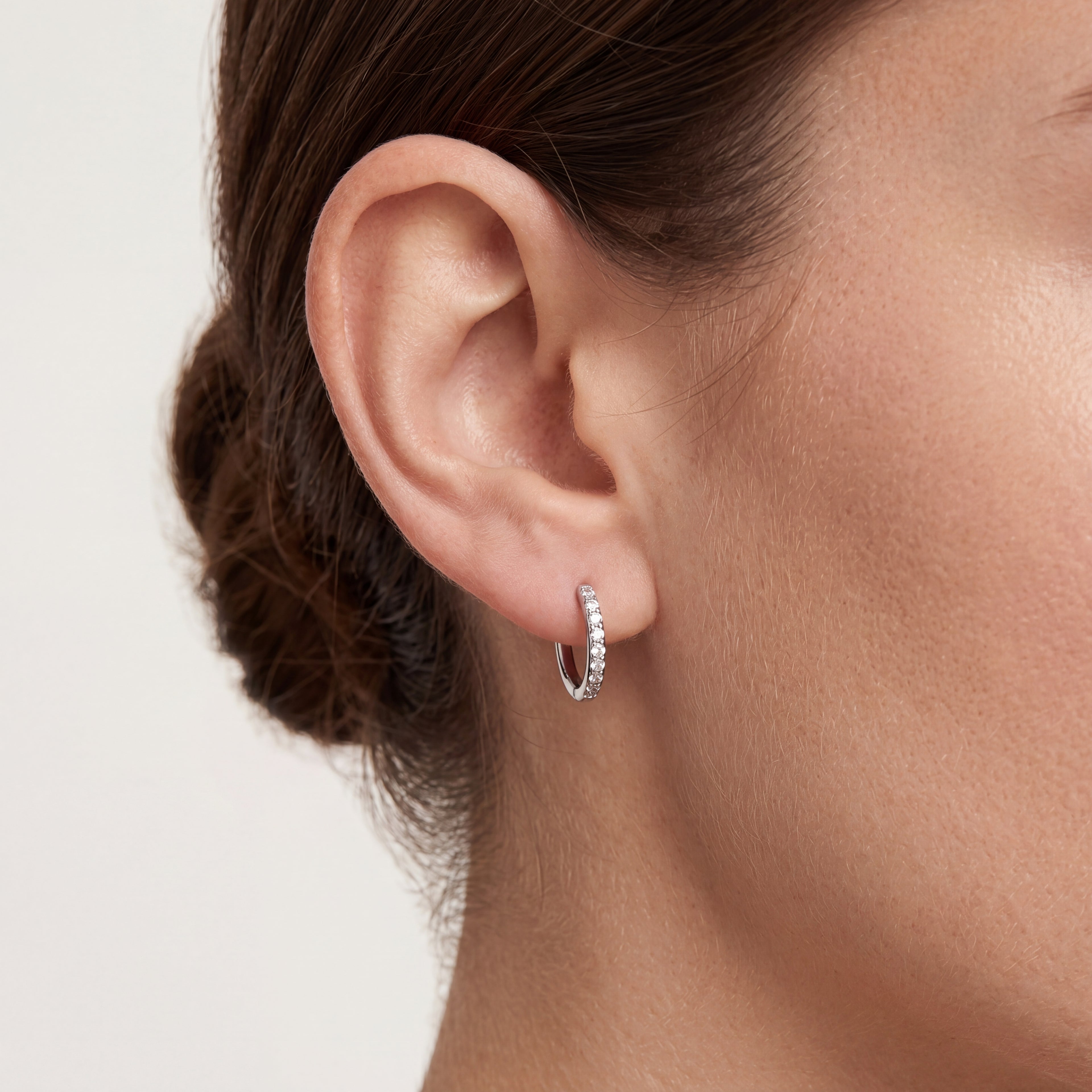 Crystal Oval Titanium Hoop Earrings - image 2