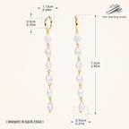 Sterling Silver Pearl Drop Hoop Earrings - Gold