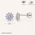 Sterling Silver Moissanite Sunflower Stud Earrings - Platinum