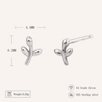 Sterling Silver Leaf Stud Earrings - Platinum