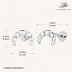 Sterling Silver Croissant Twist Flat Back Earrings - Platinum