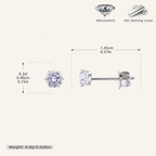 Sterling Silver Six-Prong Moissanite Solitaire Stud Earrings - Platinum / 4mm