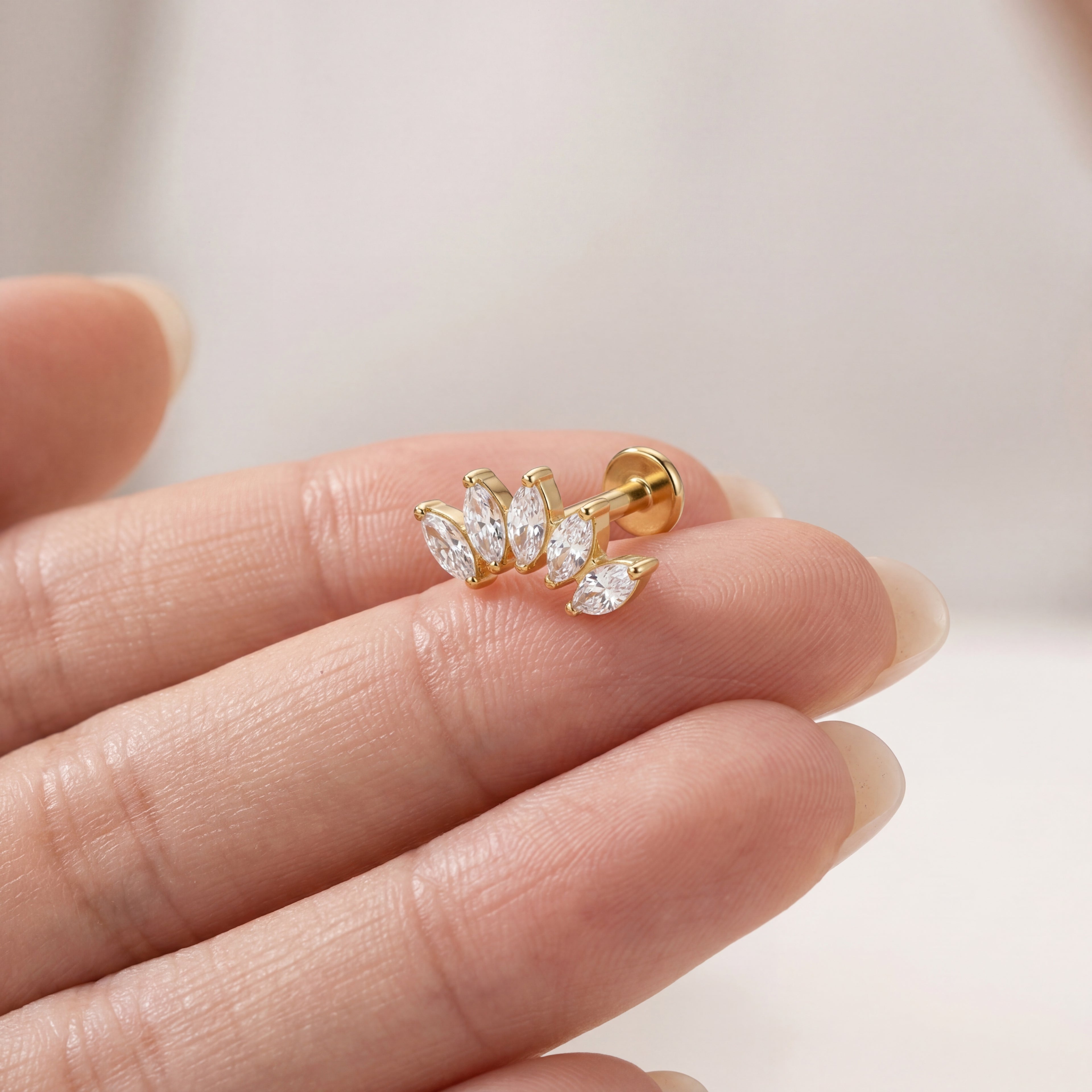 Marquise Cluster Titanium Stud Earrings - image 4