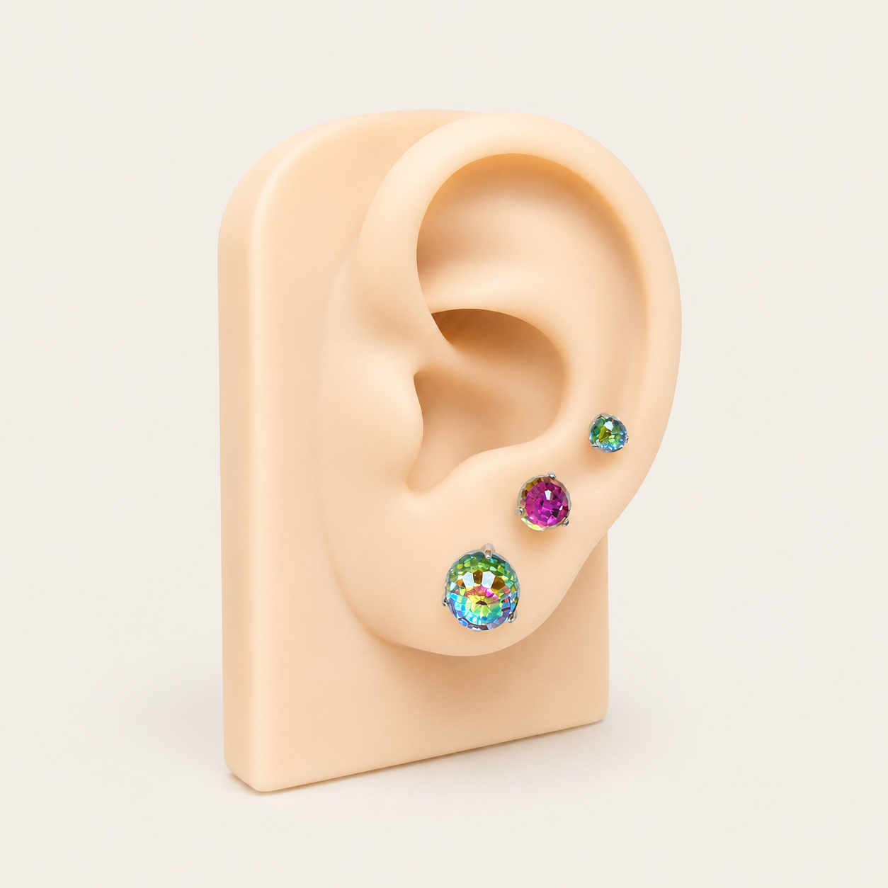 Titanium Gradient Red Crystal Flat Back Stud Earrings