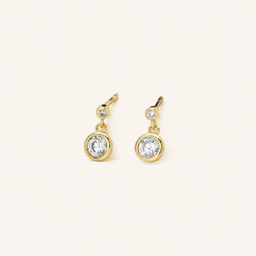 Sterling Silver Zirconia Tassel Stud Earrings detail