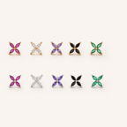 Sterling Silver Marquise Zirconia Flower Stud Earrings detail
