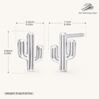 Sterling Silver Cactus Stud Earrings - Platinum