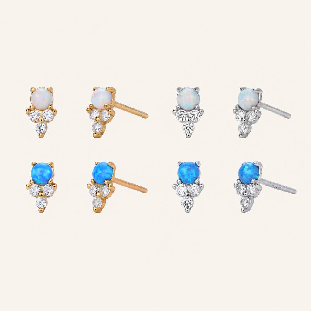 Sterling Silver Opal Stud Earrings