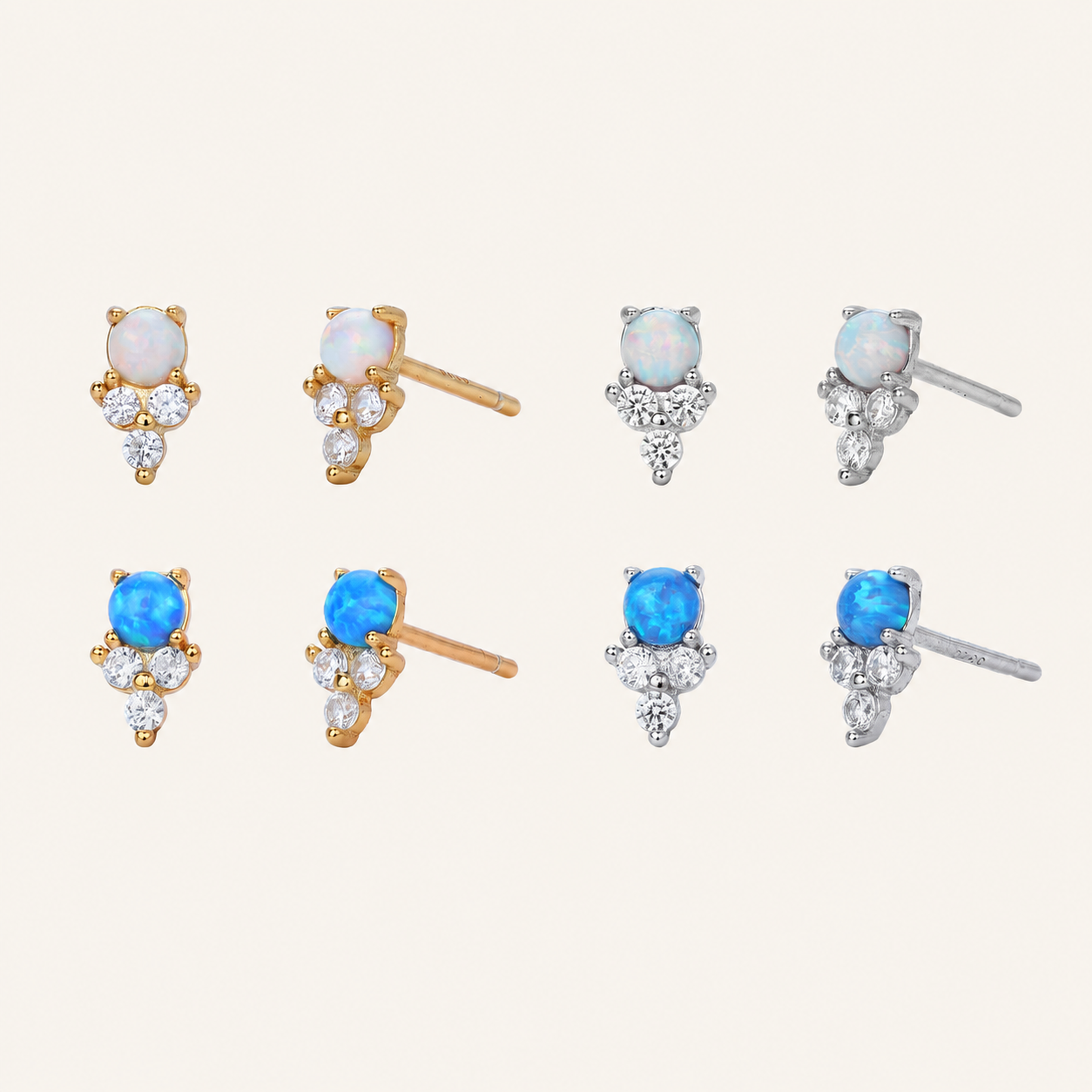 Sterling Silver Opal Stud Earrings